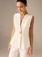 Single Button V-Neck Vest