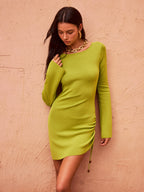 Backless Ruched Mini Dress