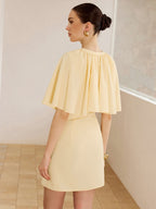 Cape-Sleeve Button-Front Mini Dress