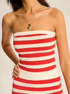 Striped Knit Strapless Top and Shorts Set