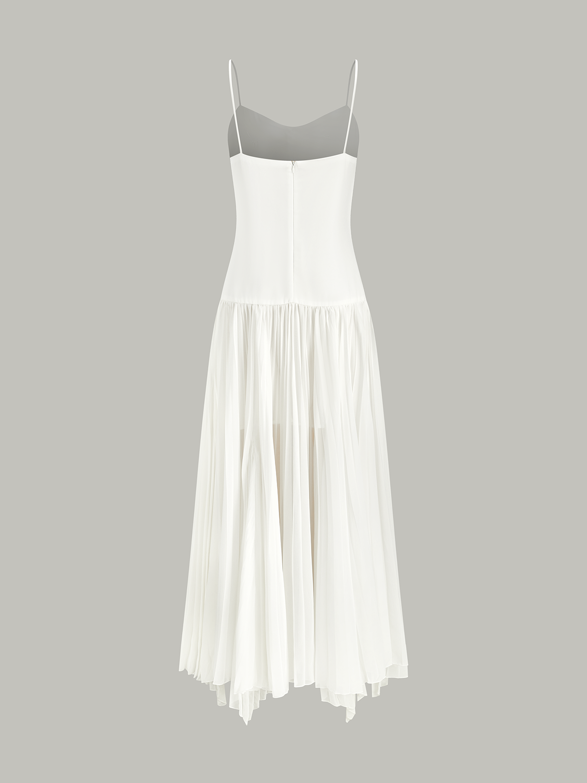 Semi-Sheer Pleated High-Low Maxi Dress