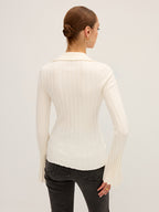 Flared Sleeve Collared Knit Top