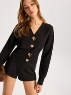 Wool Blend Metal Detail Knit Top