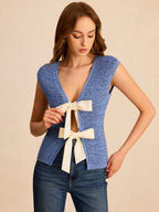 Bow Tie Reversible Design Knit Top