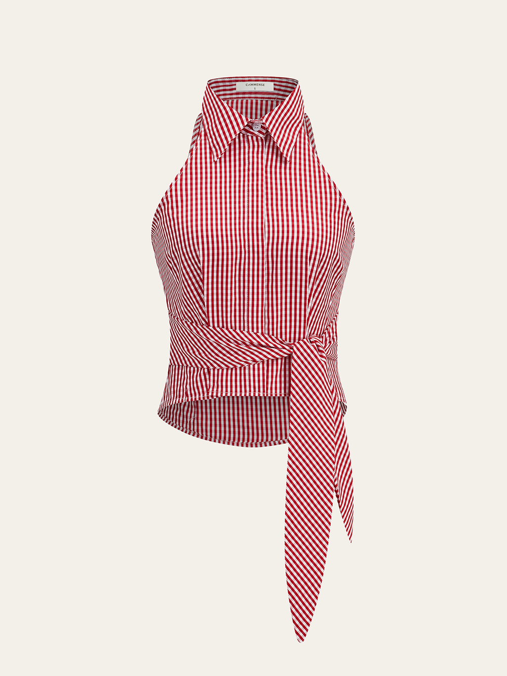 Striped Tie-Waist Crop Top with Improved Fit