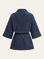 Long Denim Shirt with Drawstring Waist