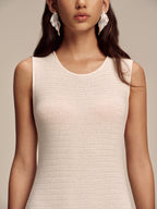 Fringe Hem Sleeveless Knit Maxi Dress