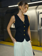 Metal Triangle Button Sweater Vest