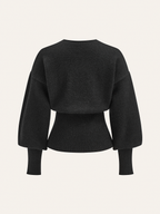 Bow Tie Balloon Sleeve Cardigan