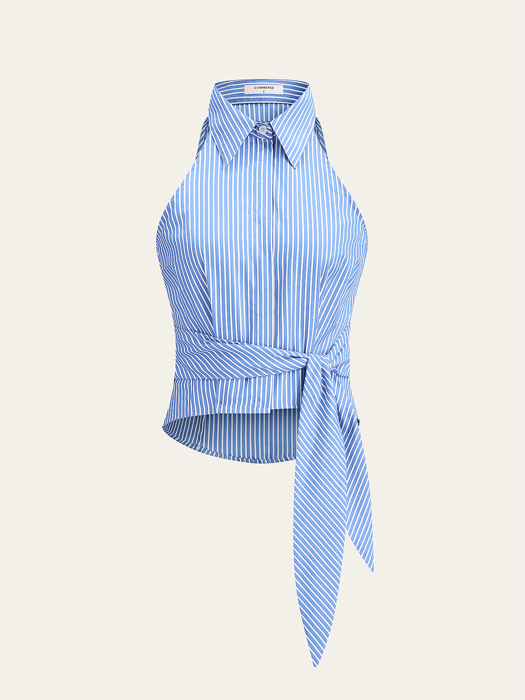 Striped Tie-Waist Crop Top with Improved Fit