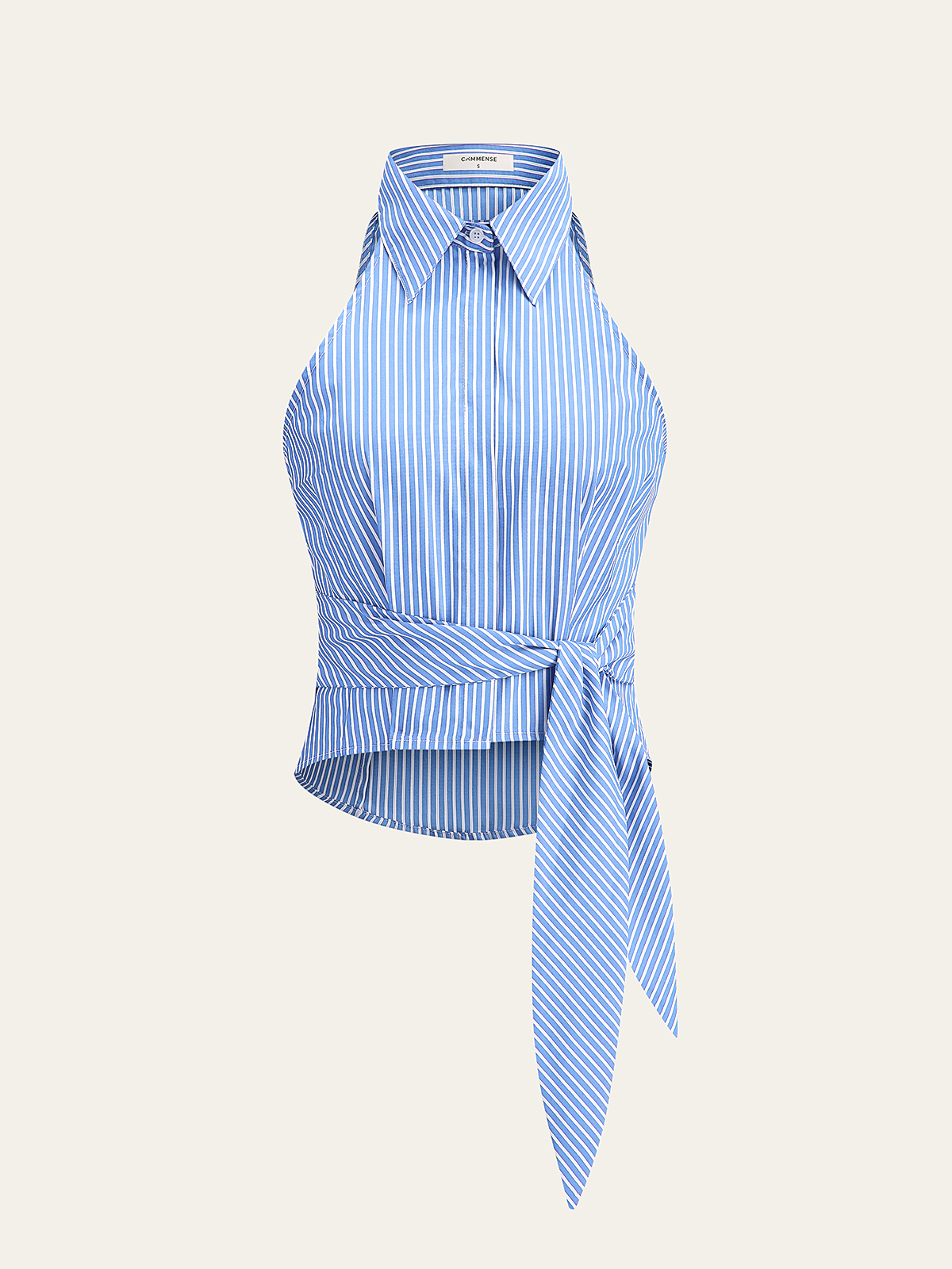 Striped Tie-Waist Crop Top with Improved Fit