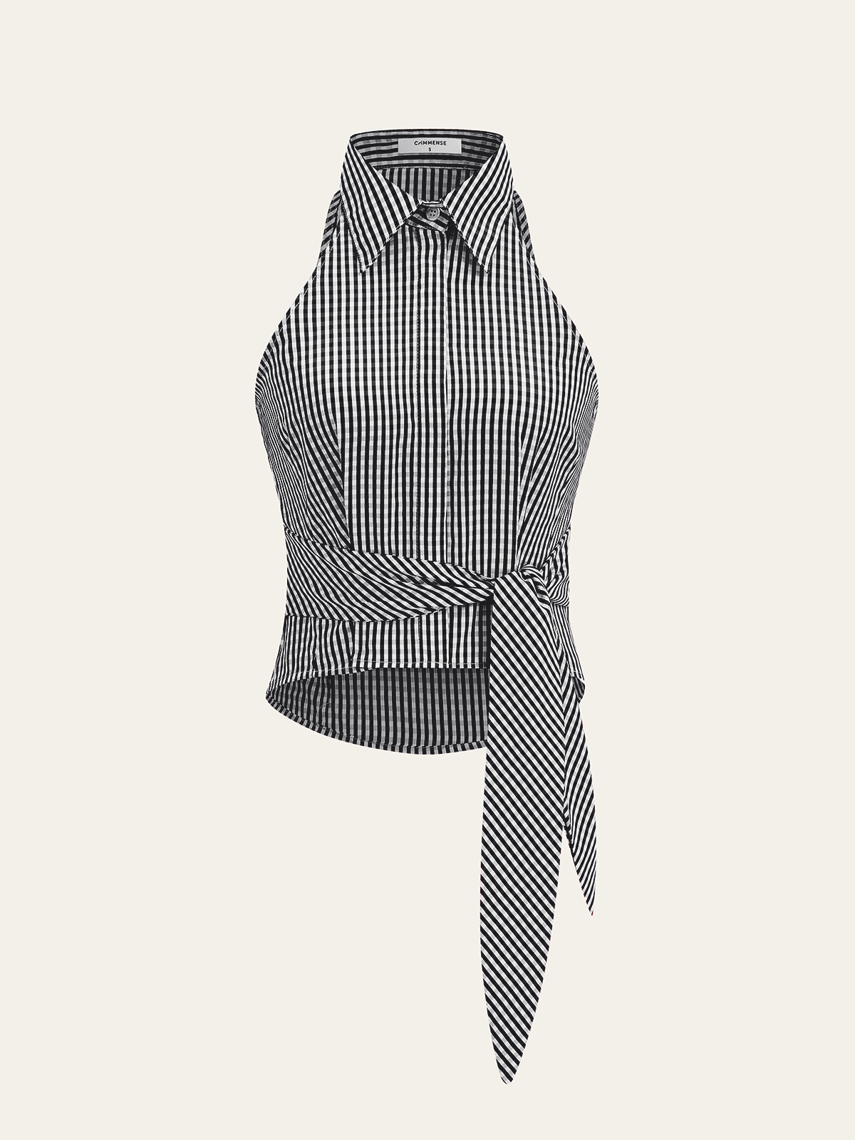 Striped Tie-Waist Crop Top with Improved Fit
