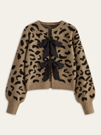 Leopard Bow Tie Knit Top