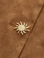 Suede Effect Fitted Metal Button Jacket