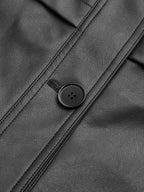 Stand Collar Belted PU Leather Quilted Jacket