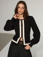 Contrast Trim Knitted Cardigan