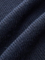 Leg-Of-Mutton Sleeve Denim Panel Knit Cardigan