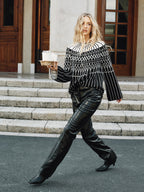 Fair Isle Pattern Bell Sleeve Sweater