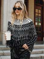 Fair Isle Pattern Bell Sleeve Sweater