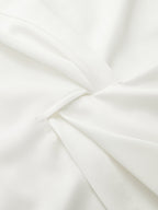 Stand Collar Belted Ruffled Shirt