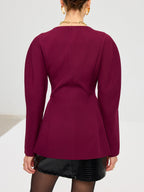 Puff Sleeve V-Neck Blazer