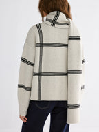 Wrap Scarf Check Print Cardigan