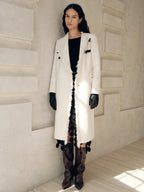 Fringe Trim Buckle Detail Long Coat