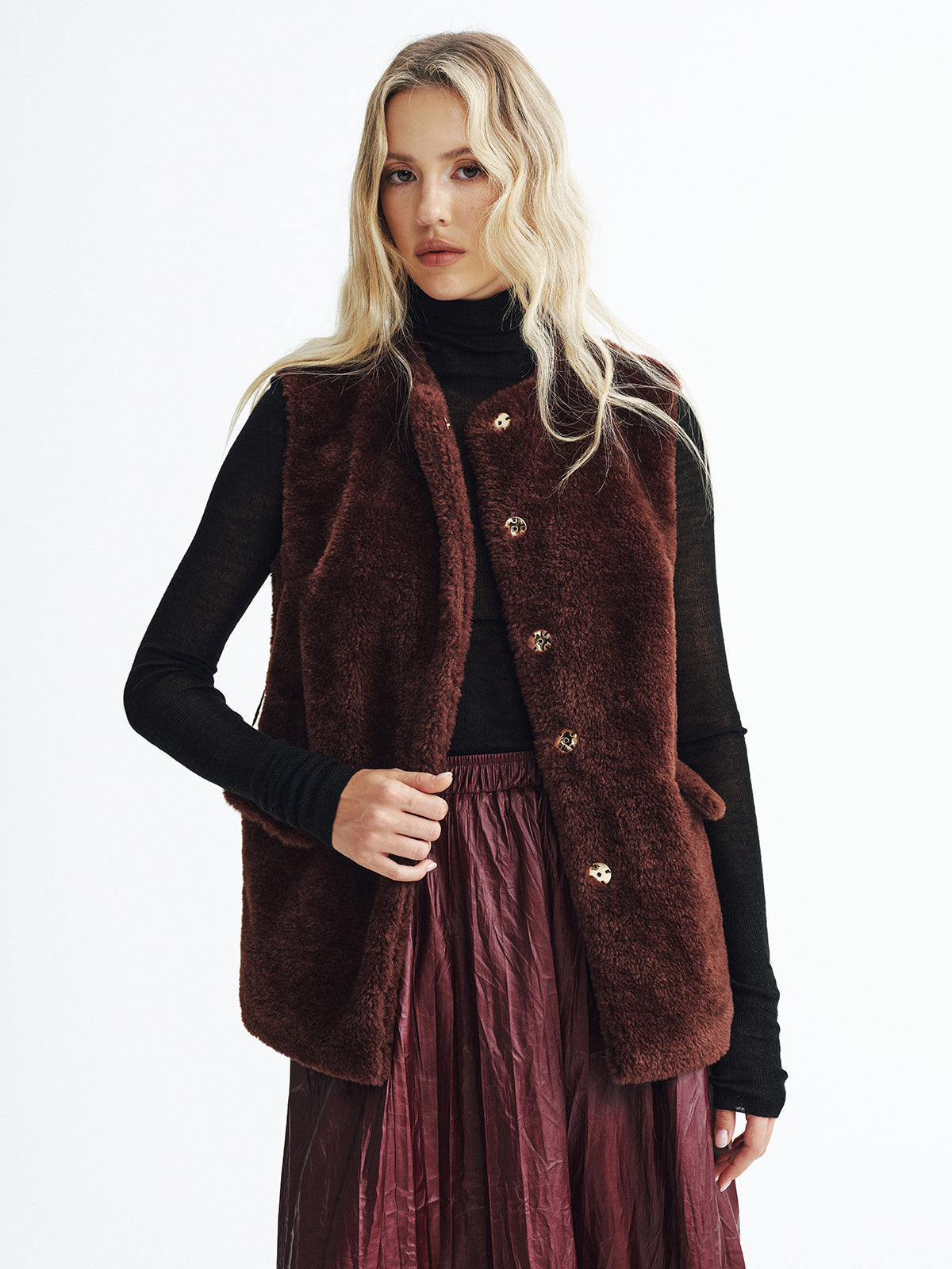 Faux Fur Belted Vest