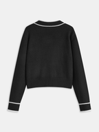 Contrast Trim Metal Button Wool-Blend Cardigan