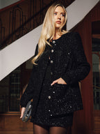 Sequin-Embellished Tweed Blazer