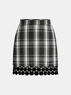 Checked Plaid Circle Linked Mini Skirt