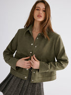 Suede Effect Lapel Button Jacket