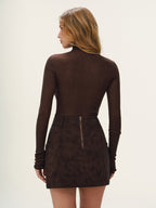 Metal Studded Suede Effect Mini Skirt
