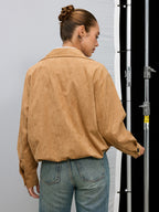 Double-Breasted Suede Effect Trench Coat