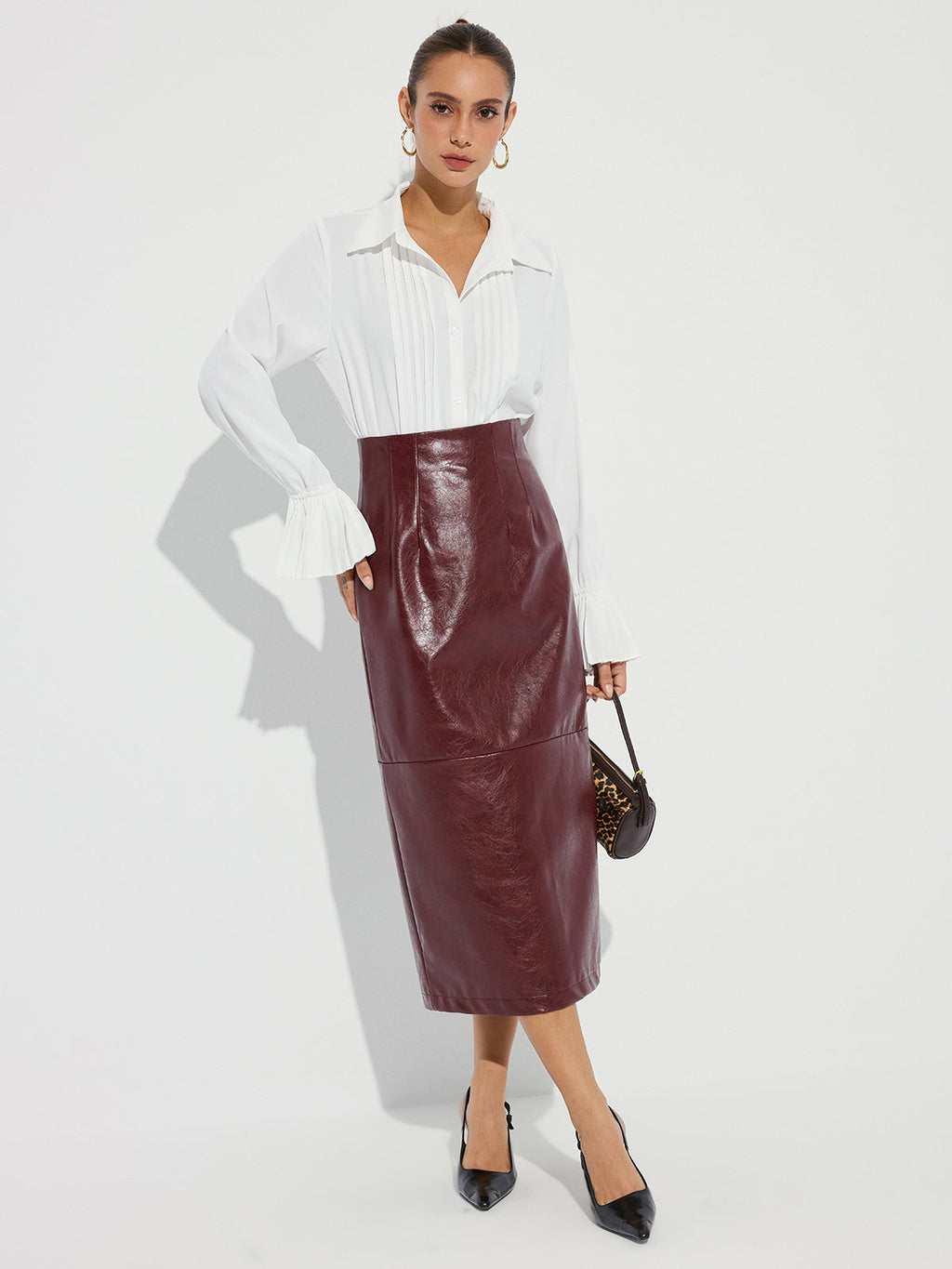Faux Leather Pencil Skirt