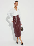 Faux Leather Pencil Skirt
