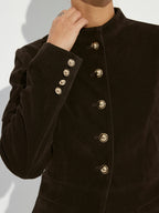 Metal Button Suede Effect Blazer