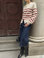 Striped Metal Button Cardigan