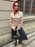 Striped Metal Button Cardigan