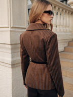 Belted Striped Tweed Blazers