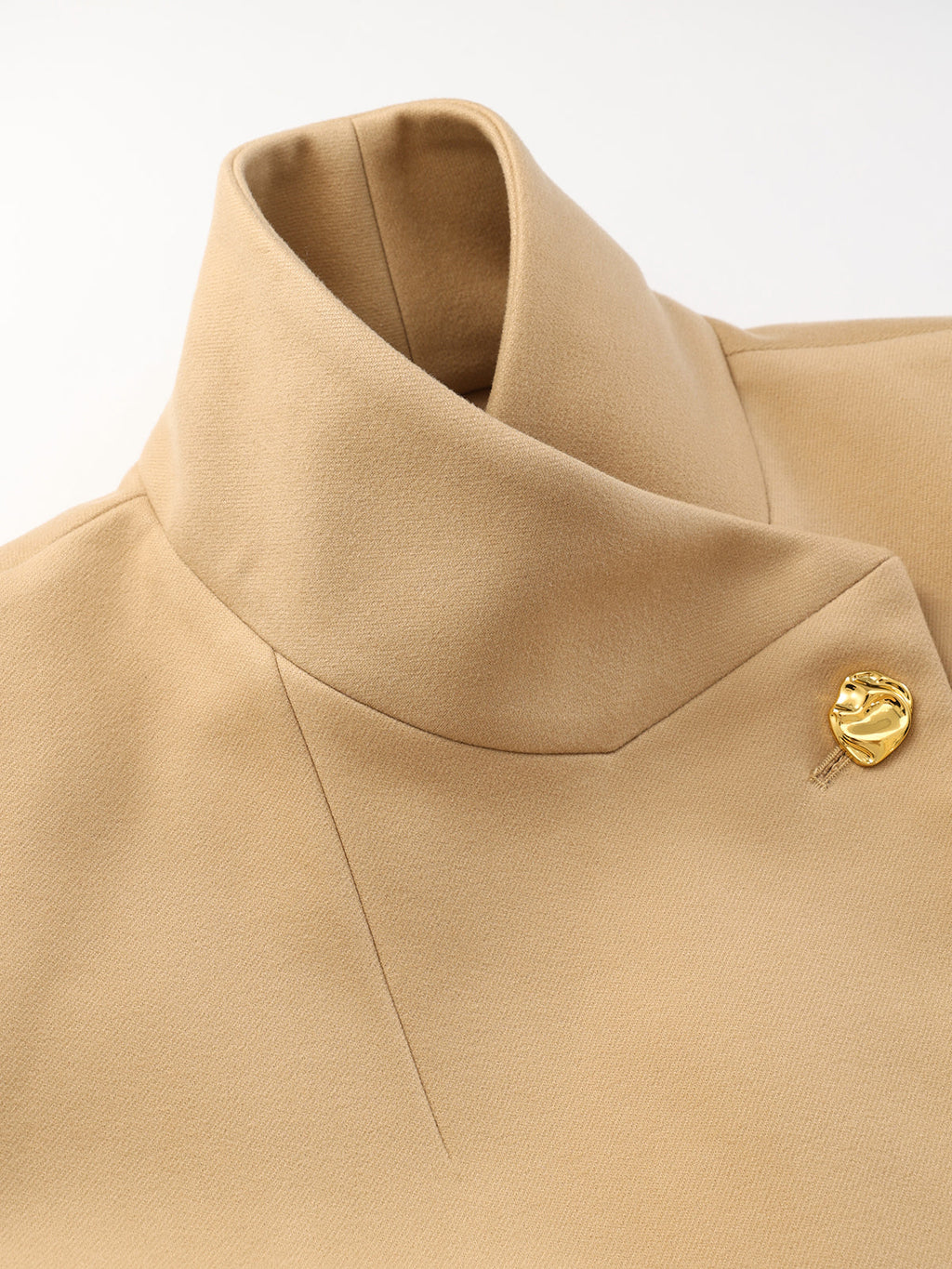 Belted Metal Button Stand Collar Longline Coat