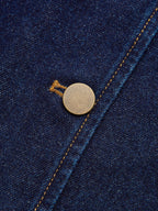 Curved Sleeve Contrast Collar Denim Jacket
