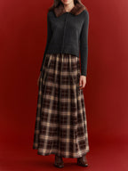 Plaid Flared Maxi Skirt