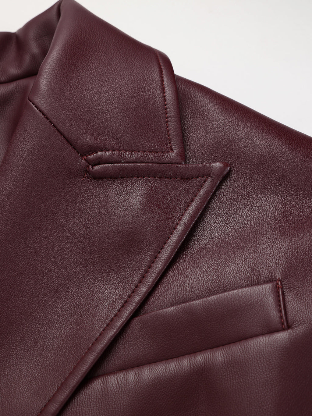 Lapel Faux Leather Belted Jacket
