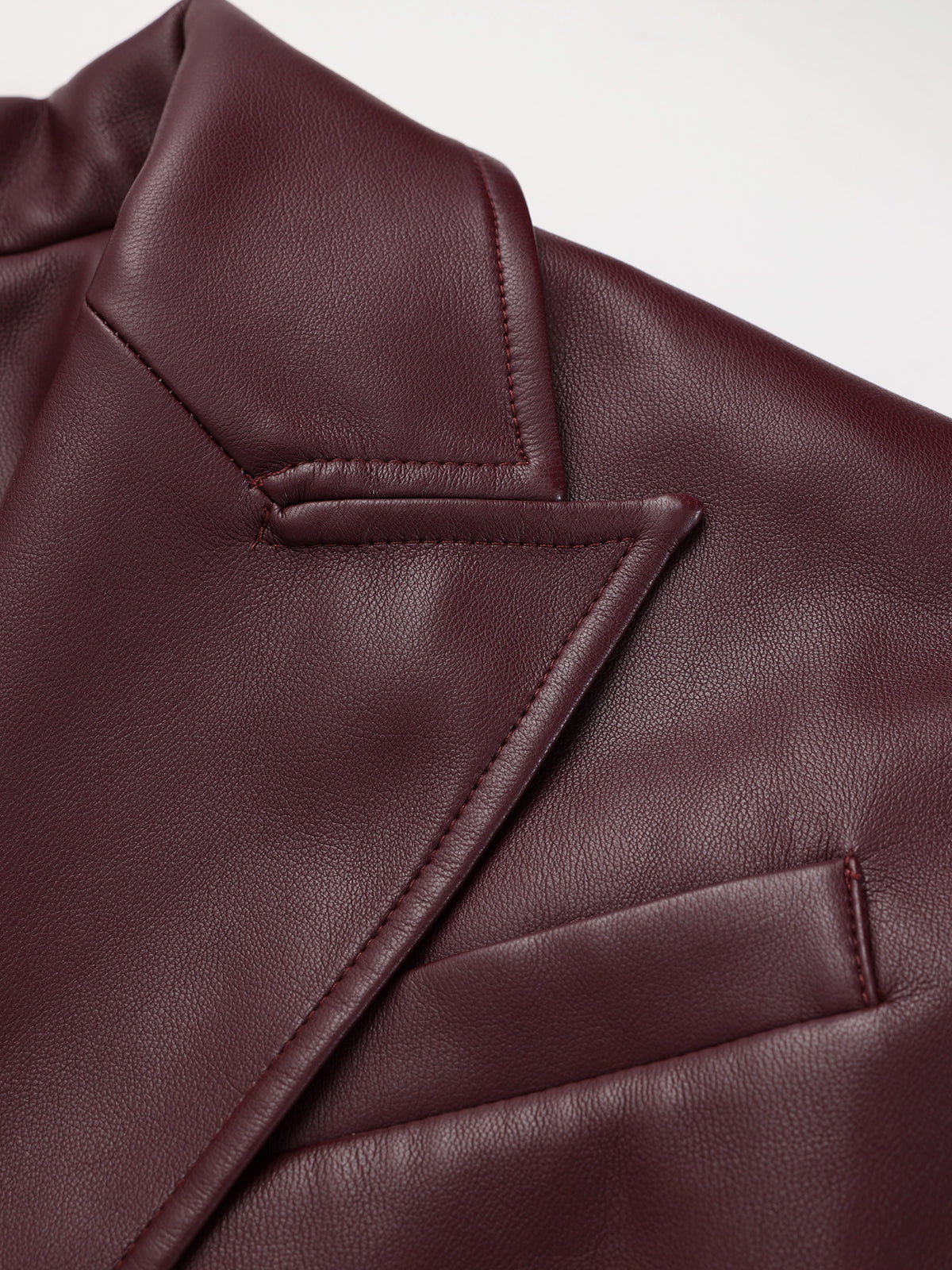 Lapel Faux Leather Belted Jacket