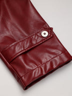 Belted Faux Leather Long Trench Coat