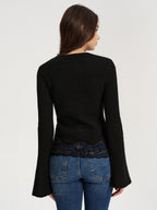 Lace Hem Ribbed Knit Top