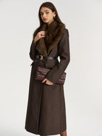 Faux Fur Collar Long Coat without Belt