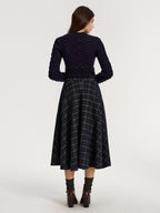 Plaid Tweed Midi Skirt