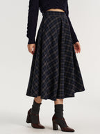 Plaid Tweed Midi Skirt